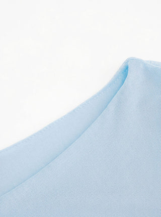 Mesh Boat Neck Lettuce Trim Ruched Top