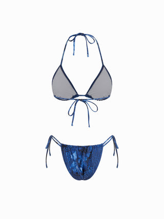 Floral & Leopard Halter Neckline Tie Side Bikini Set With Cover Top & Skirt