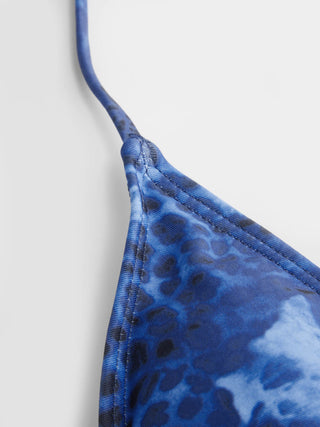 Floral & Leopard Halter Neckline Tie Side Bikini Set With Cover Top & Skirt