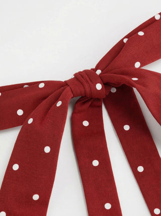 Cotton Polka Dot Halter Neck Ruched Tie Back Top