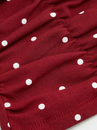Cotton Polka Dot Halter Neck Ruched Tie Back Top
