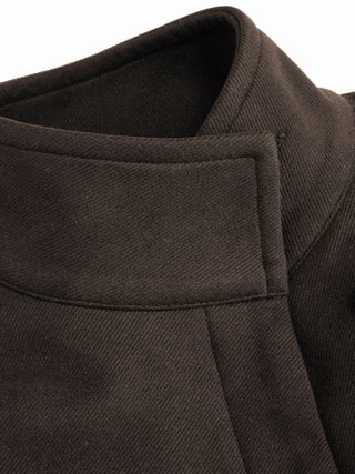 Wool-look Stand Collar Cloak Sleeve Oversized Jacket With Belt
