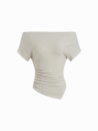 Cotton-blend Asymmetrical Neck Top
