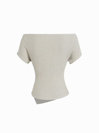 Cotton-blend Asymmetrical Neck Top
