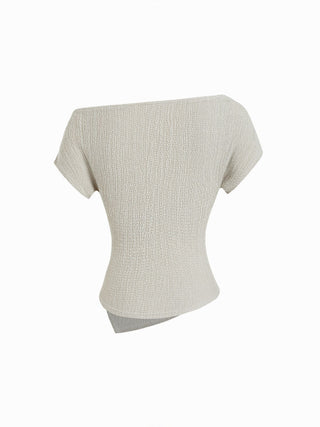 Cotton-blend Asymmetrical Neck Top