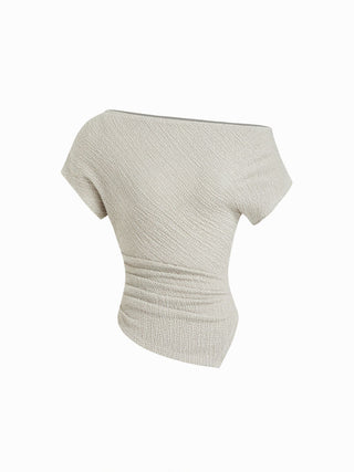 Cotton-blend Asymmetrical Neck Top
