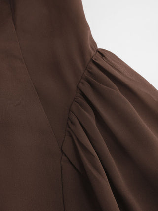 Chiffon Boat Neck Draped A-line Midi Dress
