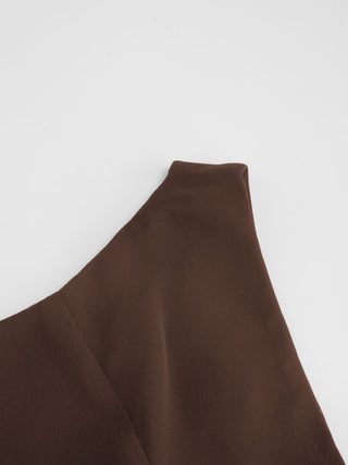 Chiffon Boat Neck Draped A-line Midi Dress