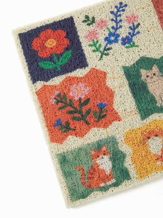 FLORAL & CAT DOOR MAT