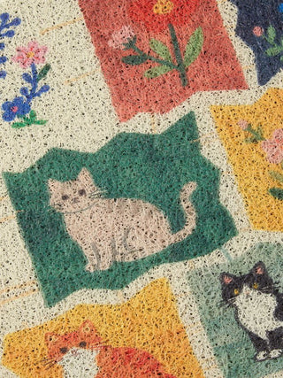 FLORAL & CAT DOOR MAT