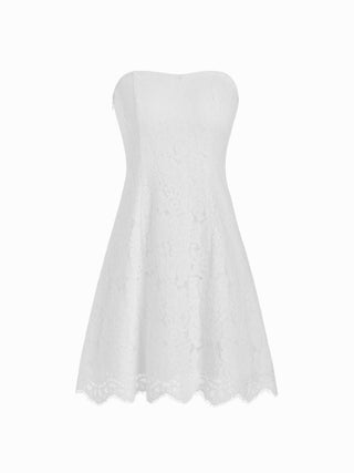 Cotton-blend Lace V-neck Bowknot A-line Mini Dress