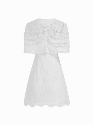 Cotton-blend Lace V-neck Bowknot A-line Mini Dress