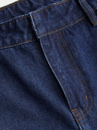 Denim Low Rise Washed Metal Detail Wide Leg Jeans