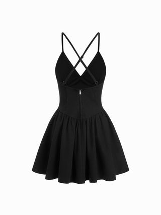 Denim V-Neck Cami Mini Dress