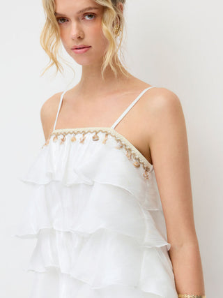 Seashell Detail Tiered Ruffled Cami Blouse