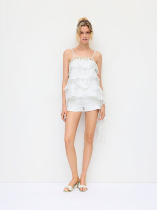 Seashell Detail Tiered Ruffled Cami Blouse