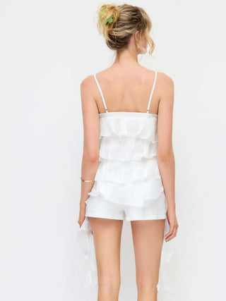 Seashell Detail Tiered Ruffled Cami Blouse