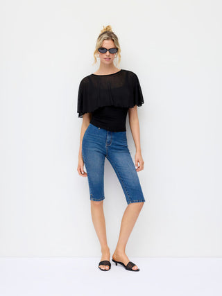 See-Through Ruffle Poncho With Tank Top