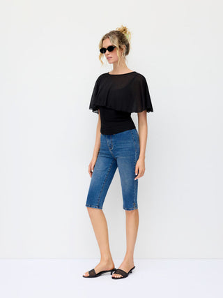 See-Through Ruffle Poncho With Tank Top