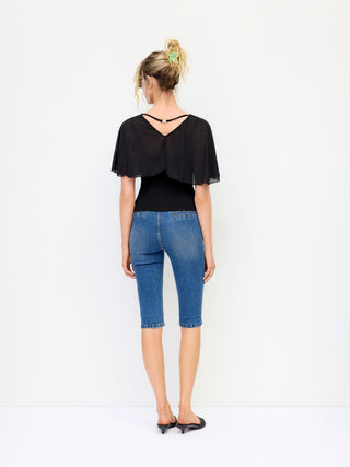 See-Through Ruffle Poncho With Tank Top