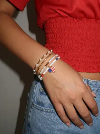 4PCS COUNTRY FLAG & HEART BEADED BRACELET SET
