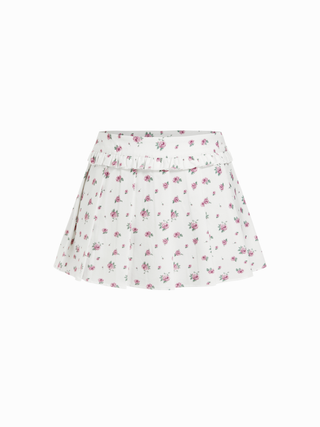 Low Rise Floral Ruffle Pleated Mini Skirt