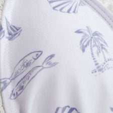 Halter Neckline Placement Graphic Ruffle Bikini with Swim Cap