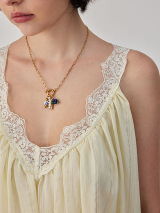 FISH & FAUX PEARL STAINLESS STEEL PENDANT NECKLACE