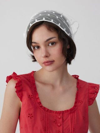 POLKA DOT LACE HEADSCARF