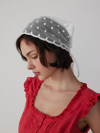 POLKA DOT LACE HEADSCARF