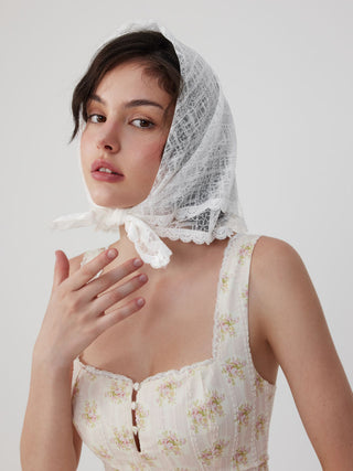 FLOWER LACE SQUARE HEADSCARF