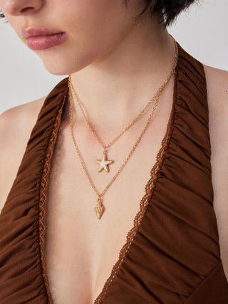 STARFISH & SHELL LAYERED NECKLACE