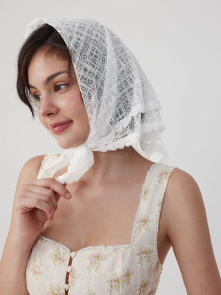 FLOWER LACE SQUARE HEADSCARF