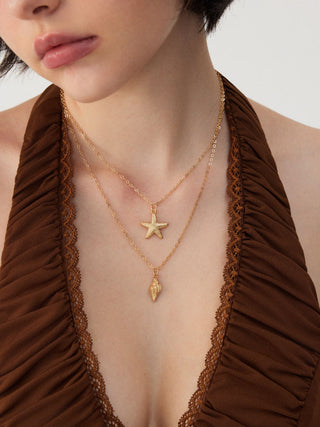 STARFISH & SHELL LAYERED NECKLACE