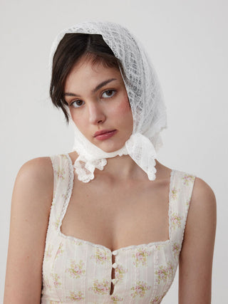FLOWER LACE SQUARE HEADSCARF
