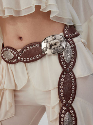 FLOWER ENGRAVED BUCKLE BELT
