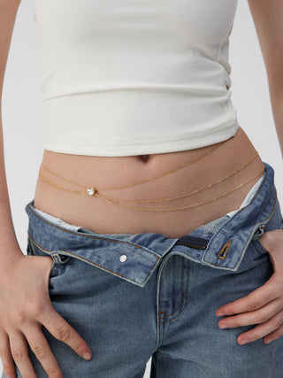 RHINESTONE HEART LAYERED WAIST CHAIN