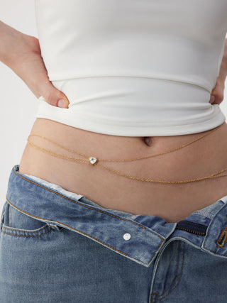 RHINESTONE HEART LAYERED WAIST CHAIN