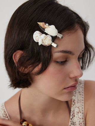 2PCS SHELL & FAUX PEARL HAIR CLIP SET