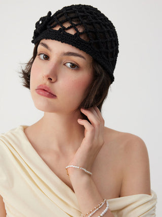 Cotton Blends FLOWER KNITTED HAT For Date Party/Clubbing Vacation