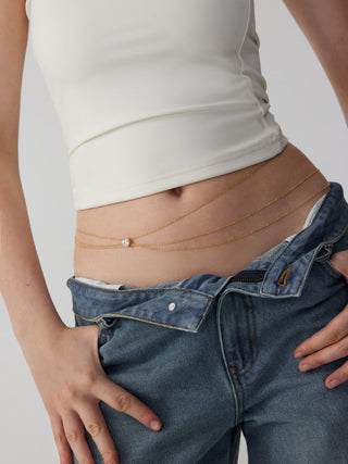RHINESTONE HEART LAYERED WAIST CHAIN