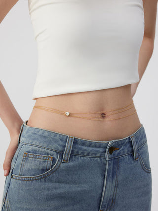 RHINESTONE HEART LAYERED WAIST CHAIN