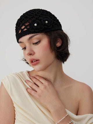 Cotton Blends FLOWER KNITTED HAT For Date Party/Clubbing Vacation