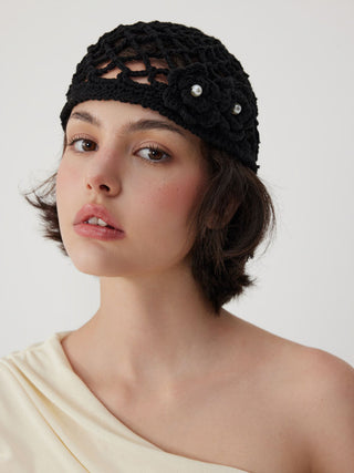 Cotton Blends FLOWER KNITTED HAT For Date Party/Clubbing Vacation