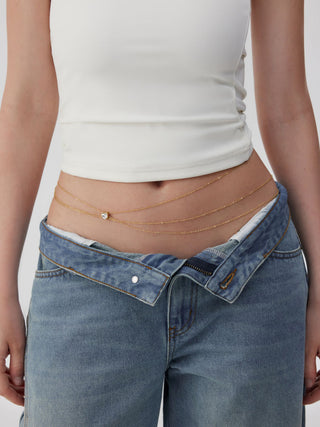 RHINESTONE HEART LAYERED WAIST CHAIN