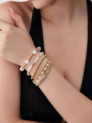 7PCS FAUX PEARL & BEADED BRACELET SET