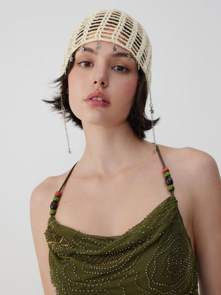 FLOWER DECOR KNITTED HAT