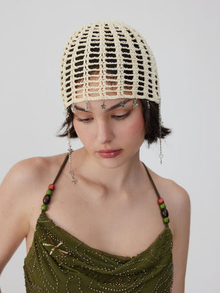 FLOWER DECOR KNITTED HAT