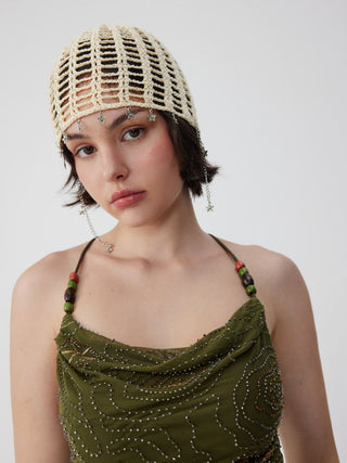 FLOWER DECOR KNITTED HAT