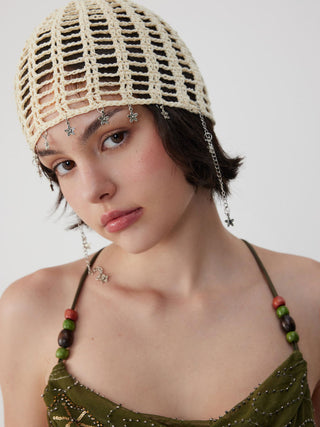 FLOWER DECOR KNITTED HAT